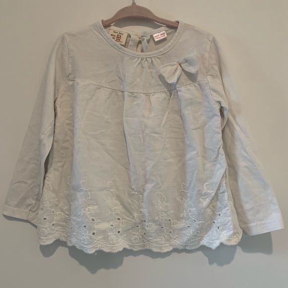Zara while long sleeve shirt with eyelet details. Size 3/4. - Picture 1 of 5